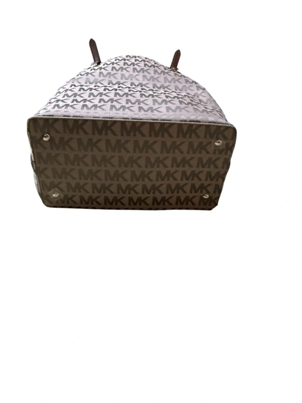 MICHAEL KORS NWT Jet Set Grab Bag Tote MK Logo Jacquard Gray/Ebny/Lug MSRP $248